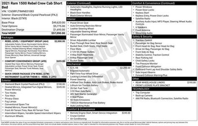 2021 RAM 1500 Rebel Crew Cab 4x4 5'7" Box
