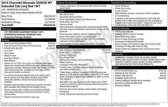 2016 Chevrolet Silverado 3500 HD Work Truck