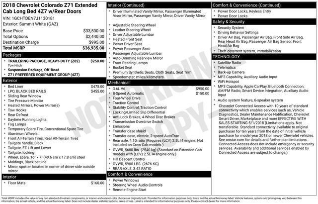 2018 Chevrolet Colorado 4WD Z71