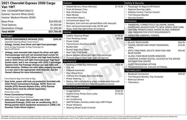 2021 Chevrolet Express Cargo 2500 WT