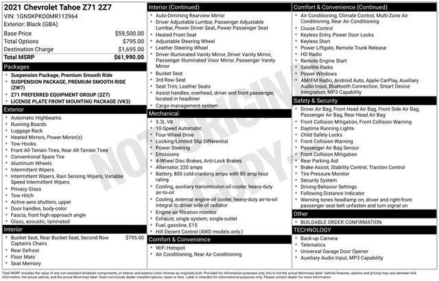 2021 Chevrolet Tahoe Z71