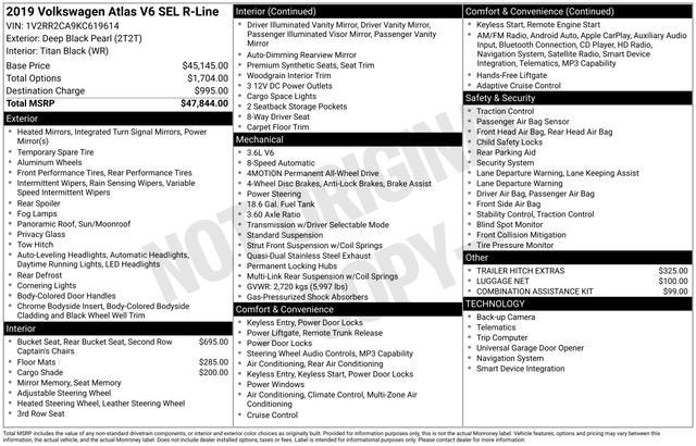 2019 Volkswagen Atlas 3.6L V6 SEL R-Line