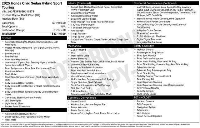 2025 Honda Civic Hybrid Sport Touring