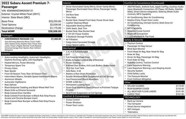 2022 Subaru Ascent Premium