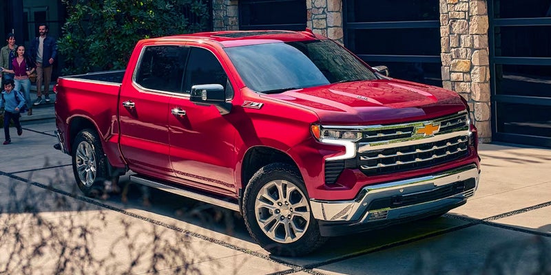 Silverado showcasing its front view with bold and rugged features