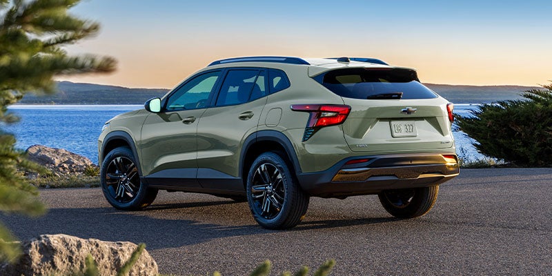 Trax showcasing its rear view with bold and rugged features