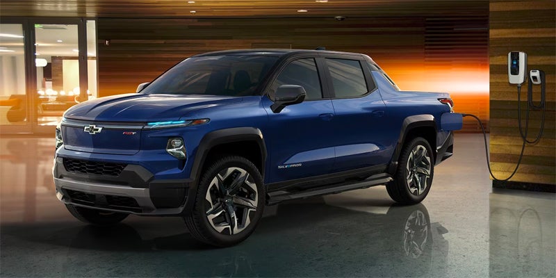 Silverado EV showcasing its front view with bold and rugged features